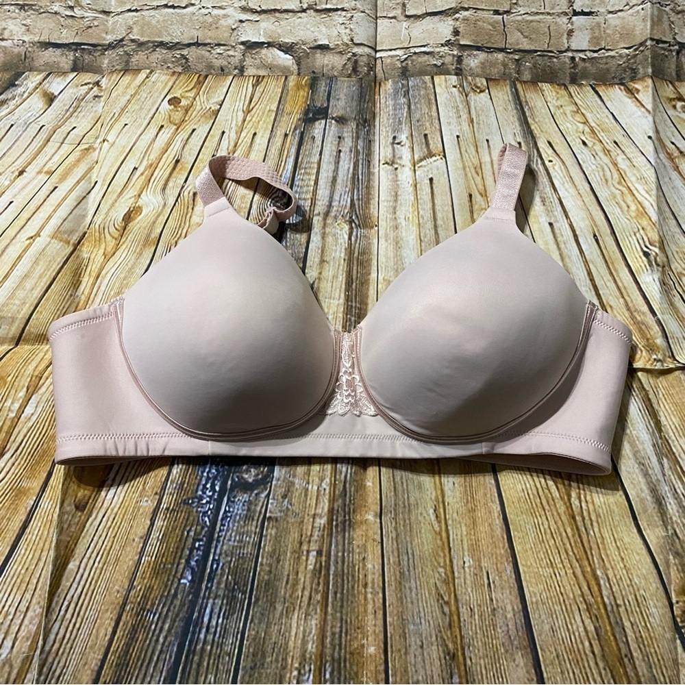 Vanity Fair Light Pink Floral Lightly Lined Wireless T Shirt Bra